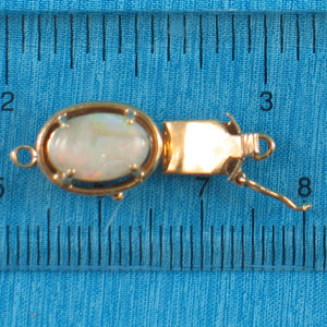820011-14Kt-Solid-Yellow-Gold-Genuine-Natural-Opal-Rich-White-Good-Fire-Clasp