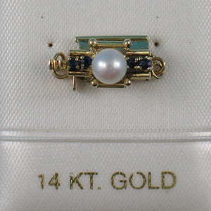820013-14Kt-Solid-Yellow-Gold-Sapphire-White-Cultured-Pearl-Clasp