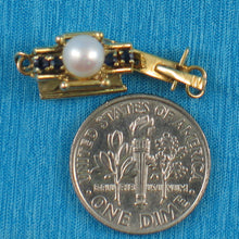Load image into Gallery viewer, 820013-14Kt-Solid-Yellow-Gold-Sapphire-White-Cultured-Pearl-Clasp