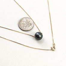 Load image into Gallery viewer, 8500111-14K-Yellow-Gold-Box-Chain-Black-Pearl-Necklace