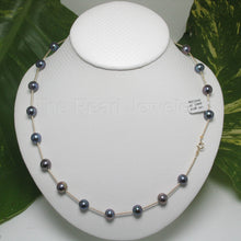 Load image into Gallery viewer, 8500131-Blue-Cultured-Freashwater-Pearl-14k-Yellow-Gold-Twist-Tubes-Necklace