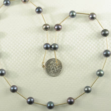 Load image into Gallery viewer, 8500131-Blue-Cultured-Freashwater-Pearl-14k-Yellow-Gold-Twist-Tubes-Necklace