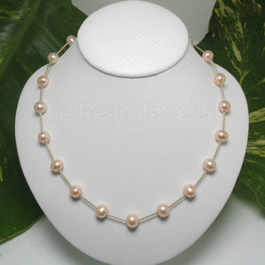 8500132-Pink-Cultured-Freashwater-Pearl-14k-Yellow-Gold-Twist-Tubes-Necklace