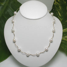 Load image into Gallery viewer, 8500140-White-Cultured-Pearls-14k-Yellow-Gold-Spiral-Tube-Necklace