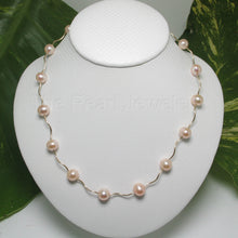 Load image into Gallery viewer, 8500142-14k-Yellow-Gold-Spiral-Tube-Natural-Pink-Pearls-Necklace