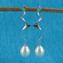 Load image into Gallery viewer, 9100090-Solid-Silver-925-Lightning-Dangle-White-Pearl-Earrings