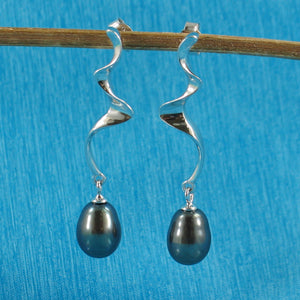 9100091-Solid-Sterling-Silver-Lightning-Black-Cultured-Pearl-Dangle-Earrings