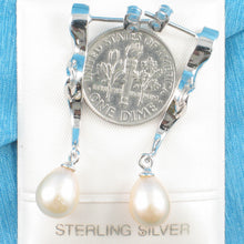 Load image into Gallery viewer, 9100092-Peach-F/W-Pearl-Solid-Silver-.925-Lightning-Dangle-Earrings