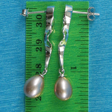 Load image into Gallery viewer, 9100094-Sterling-Silver-Dangle-Lightning-Lavender-Cultured-Pearl-Earrings
