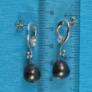 9100181-Solid-Sterling-Silver-Black-Pearl-Cubic-Zirconia-Dangle-Earrings