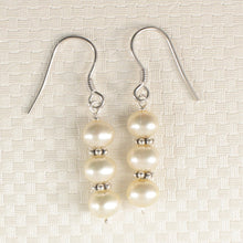 Load image into Gallery viewer, 9100190-Sterling-Silver-Bali-Bead-White-Cultured-Pearl-Handcrafted-Hook-Earrings