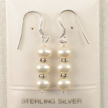 Load image into Gallery viewer, 9100190-Sterling-Silver-Bali-Bead-White-Cultured-Pearl-Handcrafted-Hook-Earrings