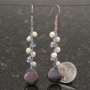 9100231-Solid-Silver-925-Chain-Black-Coin-Pearl-Handcrafted-Dangle-Hook-Earrings