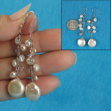 Load image into Gallery viewer, 9100232-Solid-Silver-925-Chain-Pink-Coin-Pearl-Handcrafted-Dangle-Hook-Earrings