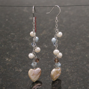 9100237-Solid-Silver-925-Chain-Heart-Coin-Pink-Pearl-Handcrafted-Hook-Earrings