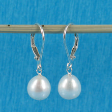 Load image into Gallery viewer, 9100240-Solid-Silver-925-Leverback-White-F/W-Cultured-Pearl-Dangle-Earrings