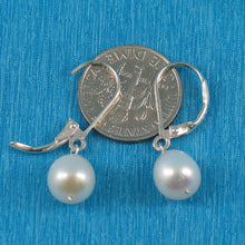 Load image into Gallery viewer, 9100240-Solid-Silver-925-Leverback-White-F/W-Cultured-Pearl-Dangle-Earrings