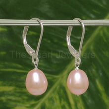 Load image into Gallery viewer, 9100242-Pink-Freshwater-Cultured-Pearl-Solid-Silver-925-Leverback-Earrings