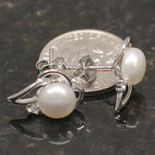 Load image into Gallery viewer, 9100260-Solid-Sterling-Silver-925-White-Cultured-Pearl-Cubic-Zirconia-Post-Earrings