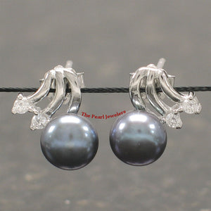 9100291-Sterling-Silver-Rhodium-Finish-F/W-Cultured-Pearl-Cubic-Zirconia-Earrings
