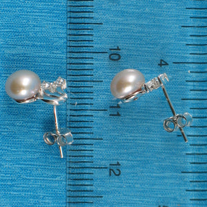 9100292-Sterling-Silver-Pink-F/W-Cultured-Pearl-Cubic-Zirconia-Earrings