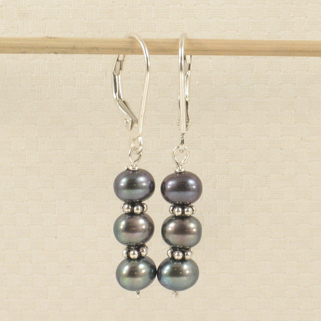 9100321-Sterling-Silver-Bali-Black-Cultured-Pearl-Handcrafted-Leverback-Earrings