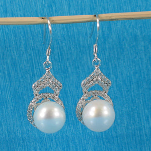 9100450-Well-Match-White-Cultured-Pearl-Hook-Earrings-Sterling-Silver-Cubic-Zirconia