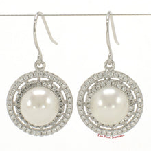 Load image into Gallery viewer, 9100460-Double-Circles-Sterling-Silver-White-Cultured-Pearl-Hook-Earrings