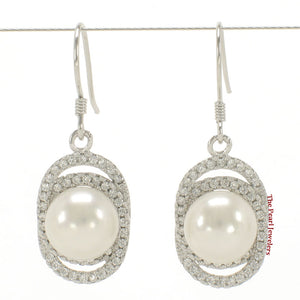9100480-Beautiful-White-Pearls-Solid-Sterling-Silver-925-Cubic-Zirconia-Hook-Earrings