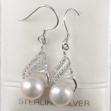 Load image into Gallery viewer, 9100492-Beautiful-Pink-Pearls-Solid-Sterling-Silver-925-Cubic-Zirconia-Hook-Earrings