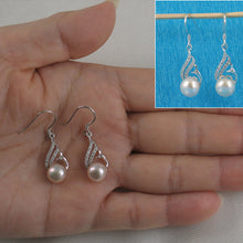 Load image into Gallery viewer, 9100492-Beautiful-Pink-Pearls-Solid-Sterling-Silver-925-Cubic-Zirconia-Hook-Earrings