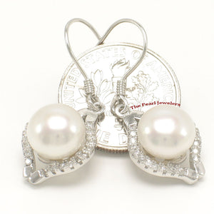 9100510-Well-Match-Hook-Earrings-White-Pearls-Solid-Silver-925-Cubic-Zirconia