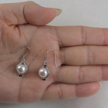 Load image into Gallery viewer, 9100510-Well-Match-Hook-Earrings-White-Pearls-Solid-Silver-925-Cubic-Zirconia