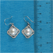 Load image into Gallery viewer, 9100520-White-Pearls-Solid-Silver-925-Cubic-Zirconia-Well-Match-Hook-Earrings