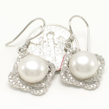 Load image into Gallery viewer, 9100520-White-Pearls-Solid-Silver-925-Cubic-Zirconia-Well-Match-Hook-Earrings