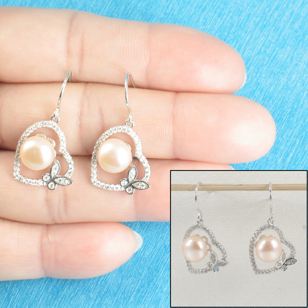 9100552-Sterling-Silver-Romantic-Heart-Butterfly-Pink-Pearls-Cubic-Zirconia-Earrings