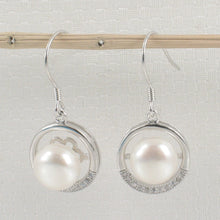 Load image into Gallery viewer, 9100560-Beautiful-Sterling-Silver-Cubic-Zirconia-White-Cultured-Pearls-Hook-Earrings
