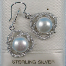 Load image into Gallery viewer, 9100580-Beautiful-White-Pearls-Hook-Earrings-925-Sterling-Silver-Cubic-Zirconia