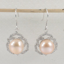 Load image into Gallery viewer, 9100582-Beautiful-Pink-Pearls-Hook-Earrings-925-Sterling-Silver-Cubic-Zirconia