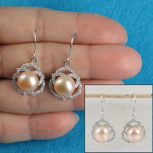 Load image into Gallery viewer, 9100582-Beautiful-Pink-Pearls-Hook-Earrings-925-Sterling-Silver-Cubic-Zirconia