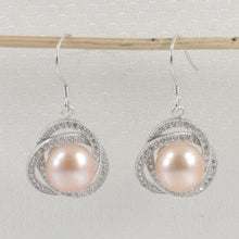 Load image into Gallery viewer, 9100592-Beautiful-Sterling-Silver-Cubic-Zirconia-White-Pearls-Hook-Earrings