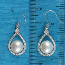 Load image into Gallery viewer, 9100600-Beautiful-Sterling-Silver-Cubic-Zirconia-White-Cultured-Pearls-Hook-Earrings