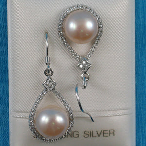 9100602-Beautiful-Sterling-Silver-Cubic-Zirconia-Pink-Cultured-Pearls-Hook-Earrings