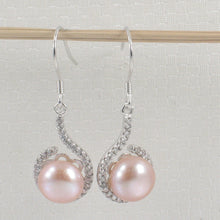 Load image into Gallery viewer, 9100612-Sterling-Silver-Cubic-Zirconia-Well-Match-Pink-Pearls-Hook-Earrings
