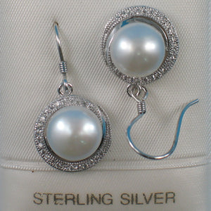 9100670-Sterling-Silver-Cubic-Zirconia-White-Cultured-Pearls-Beautiful-Hook-Earrings