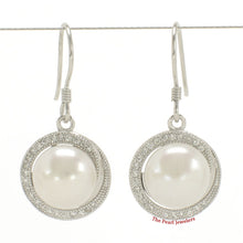 Load image into Gallery viewer, 9100670-Sterling-Silver-Cubic-Zirconia-White-Cultured-Pearls-Beautiful-Hook-Earrings