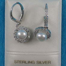 Load image into Gallery viewer, 9100730-Beautiful-Solid-Silver-.925-White-Cultured-Pearls-Leverback-Earrings