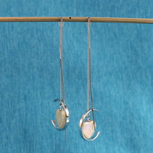 Load image into Gallery viewer, 9100762-Beautiful-Solid-Sterling-Silver-Threader-Peach-Coin-Pearl-Dangle-Earrings
