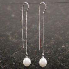 Load image into Gallery viewer, 9101010-Sterling-Silver-925-Freshwater-Pearl-Threader-Earrings