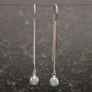 9101011-Sterling-Silver-925-Box-Chain-Black-Freshwater-Pearl-Threader-Earrings